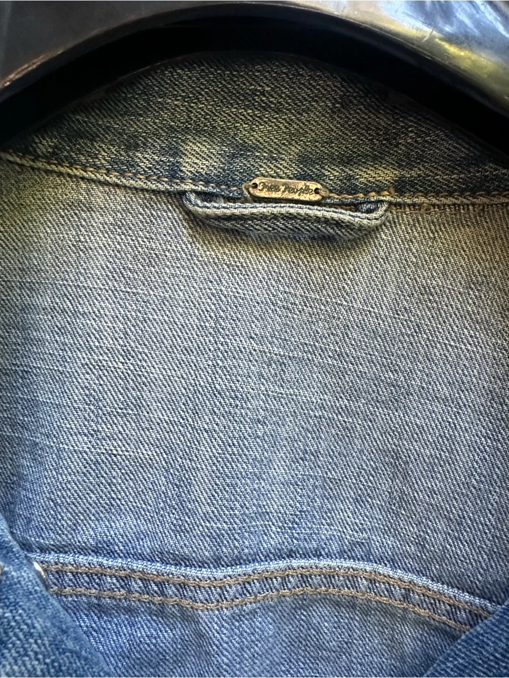 Free People Oversized Double Breasted Blue Denim Jacket